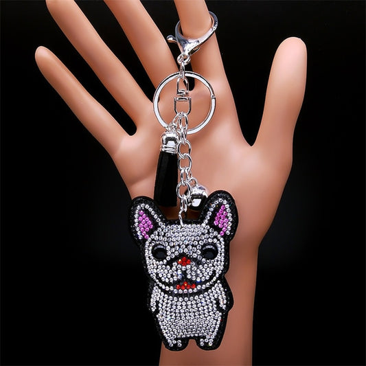 French Bulldog Crystal Tassel Keychain Bag Accessories - French Bulldog Shop