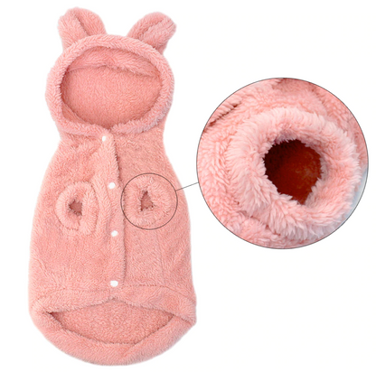 Fleece Bear Hoodie Pajamas Coat for French Bulldog