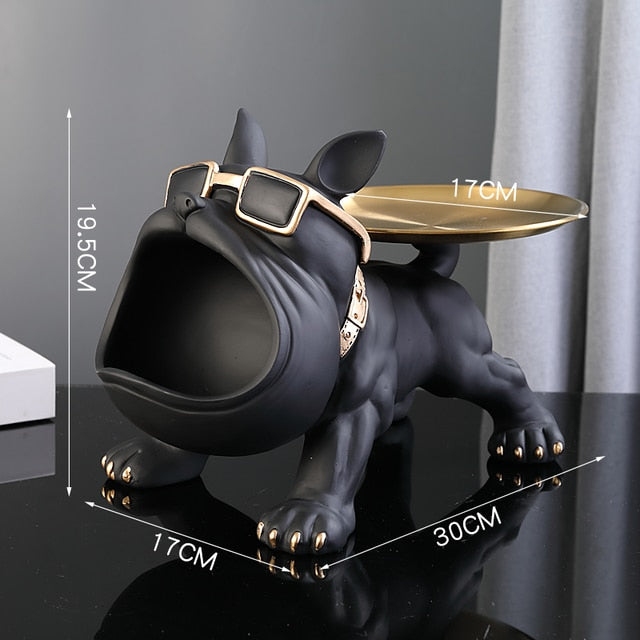 French Bulldog Big Mouth Resin Sculpture with Tray size