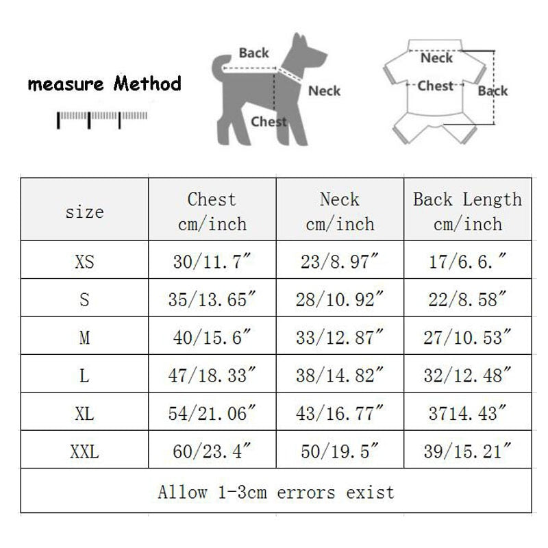 French Bulldog Party Skirt size table