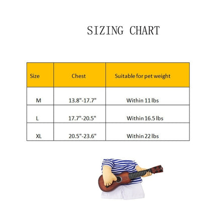 Frenchie Guitarist Halloween Custom size chart