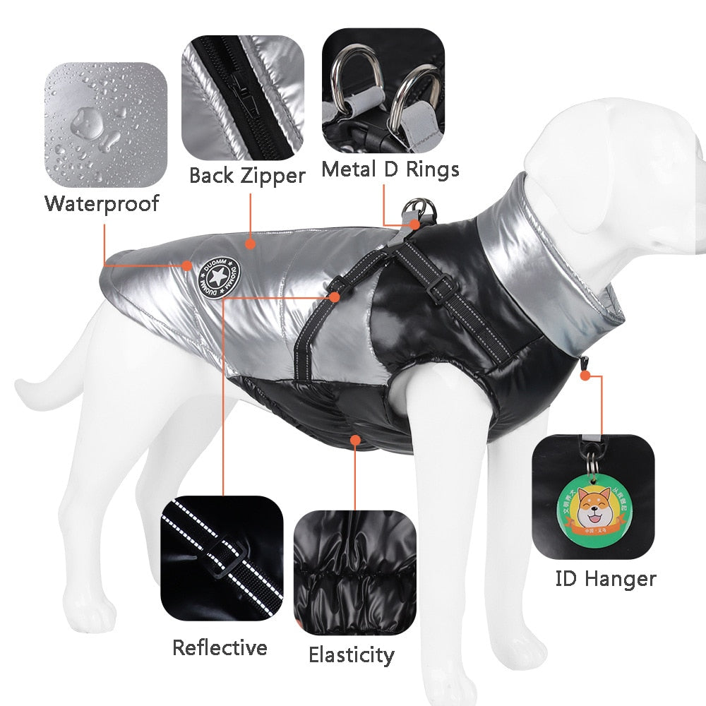 French Bulldog Winter Jacket With Reflective Harness (WS088) - Frenchie Bulldog Shop