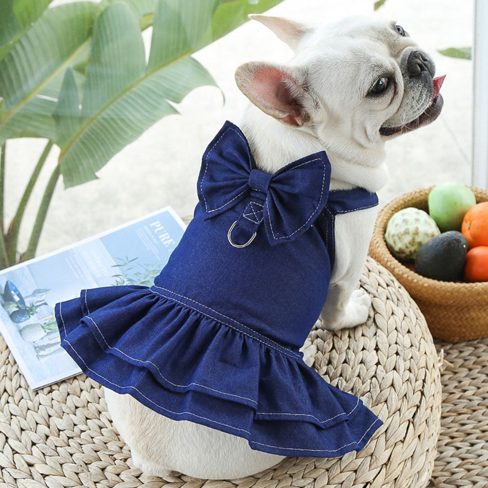 Frenchie Stylish Denim Dress and Vest - Frenchie Bulldog Shop