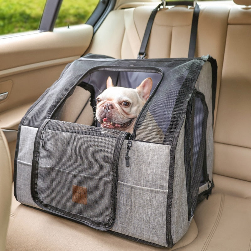 Frenchie-Car-Seat-Cover-Folding-Hammock-Travel-Cage-for-Safe-Travels-www.frenchie.shop.