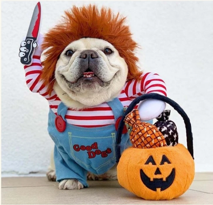 Chucky Costume For French Bulldog (WS44) - Frenchie Bulldog Shop
