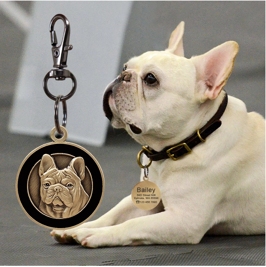 Personalized Engraved ID Tag for French Bulldog - Frenchie Bulldog Shop