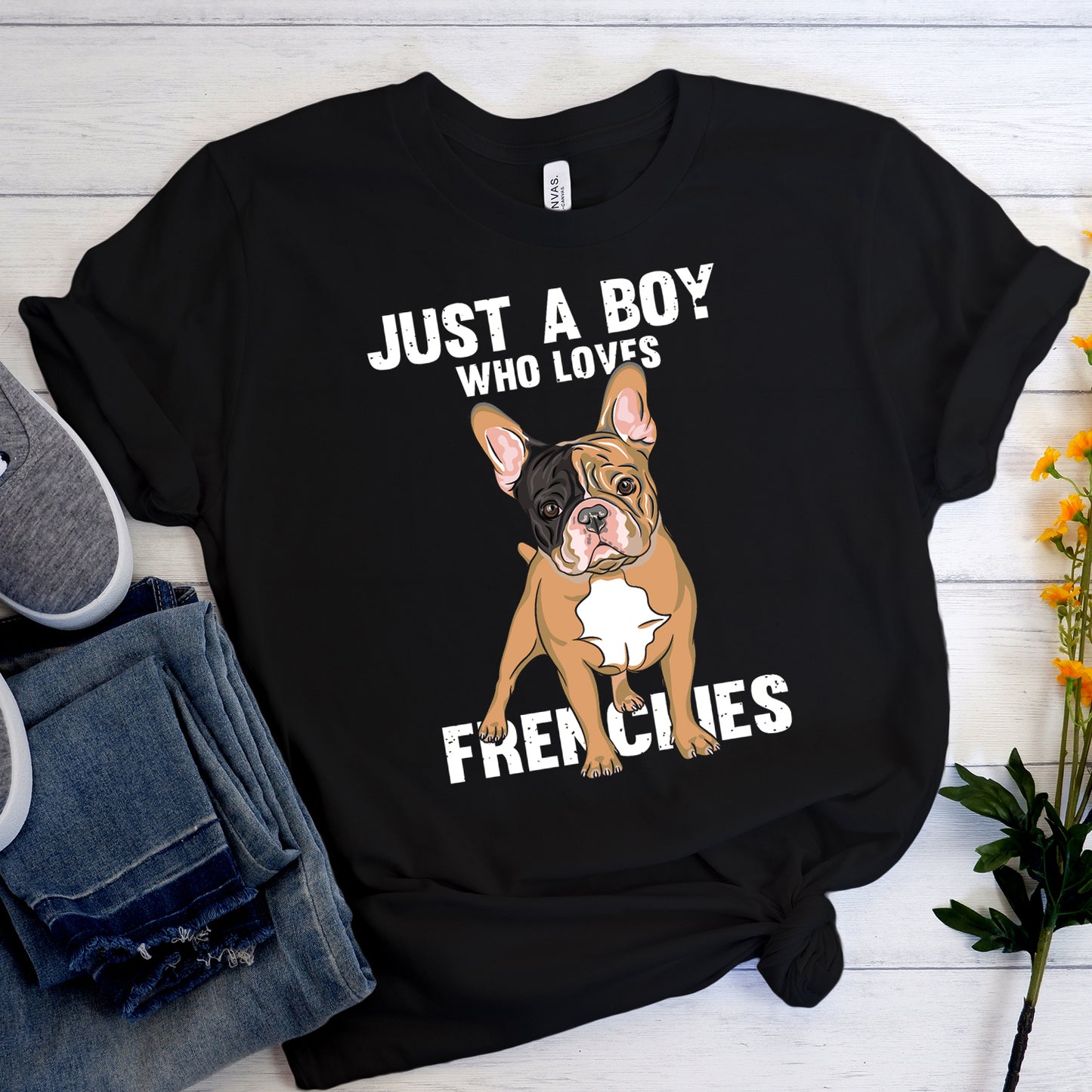A boy loves Frenchies - Unisex T-Shirt - Frenchie Bulldog Shop