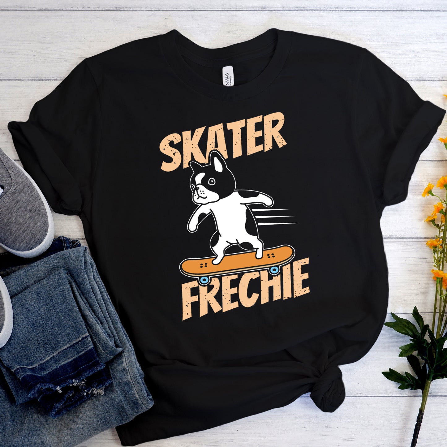 French bulldog with Skateboard- Unisex T-Shirt - Frenchie Bulldog Shop