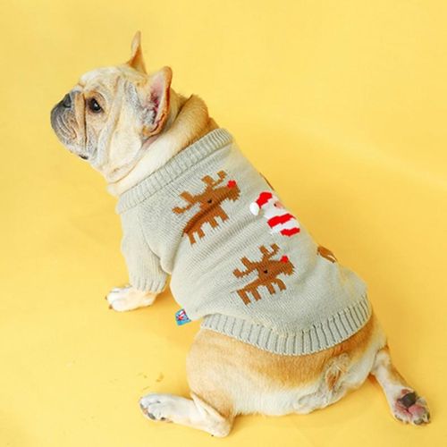 Trendy Christmas Print Warm Sweater for French Bulldog - Frenchie Bulldog Shop