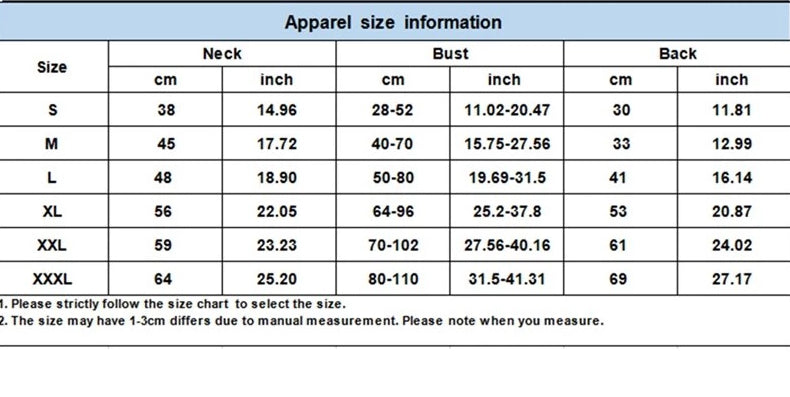 Warm Coat for frenchie size chart