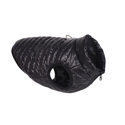 Warm dog coat with D-ring leash hook