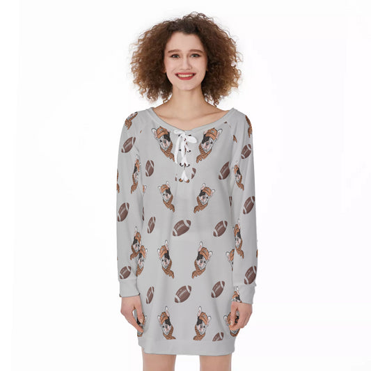 MISSY - Women's Lace-Up Sweatshirt - Frenchie Bulldog Shop