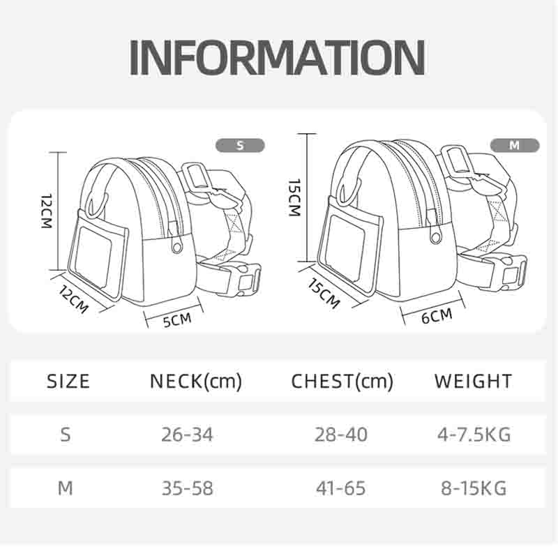 adjustable harness backpack size chart