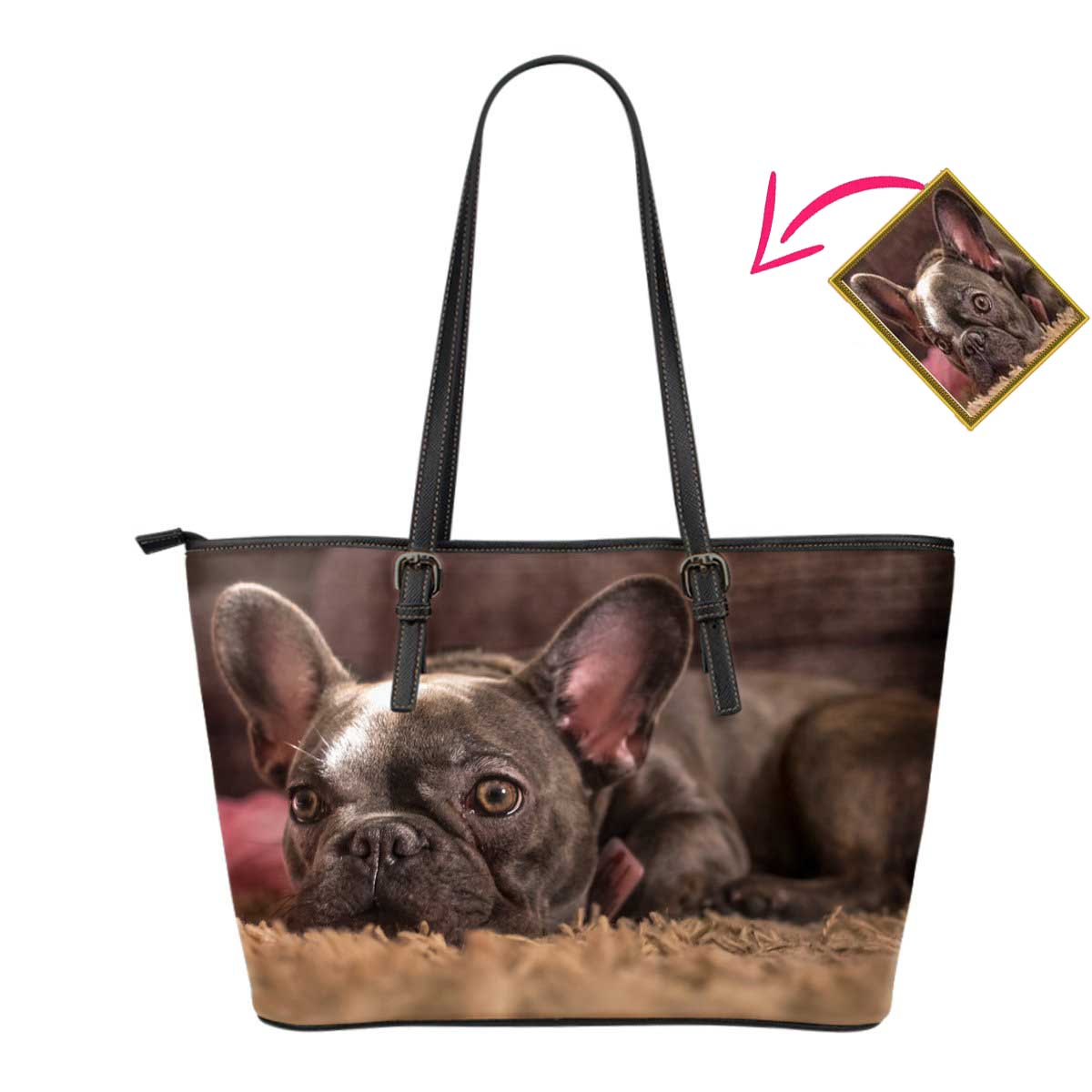 Custom Leather Bag - Frenchie Bulldog Shop
