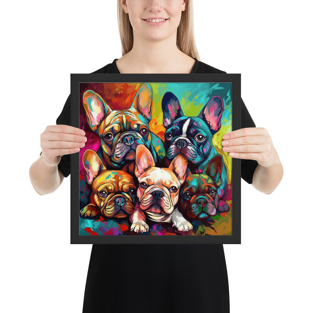 Frenchies Love - Premium Framed Poster for French Bulldog Enthusiasts