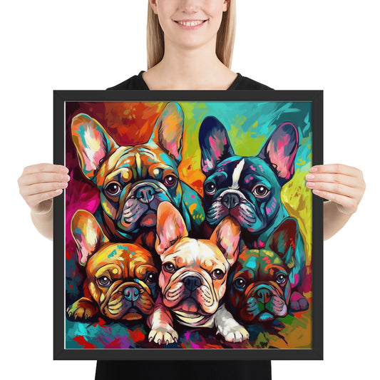 Frenchies Love - Premium Framed Poster for French Bulldog Enthusiasts