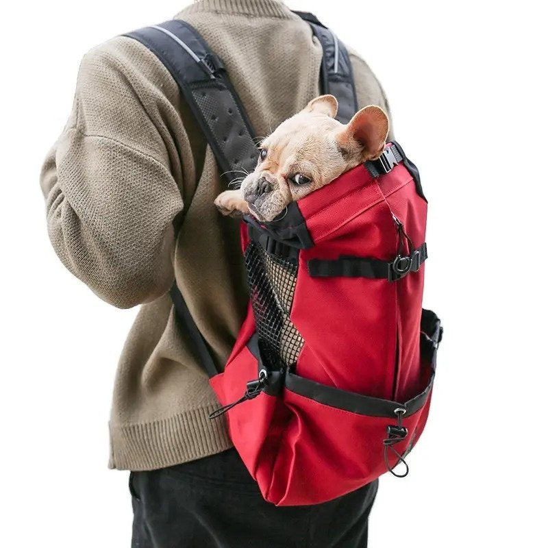 french bulldog mini backpack Dog Carrier Travel Backpack For Small Dogs, S (2-9LBS) / Red