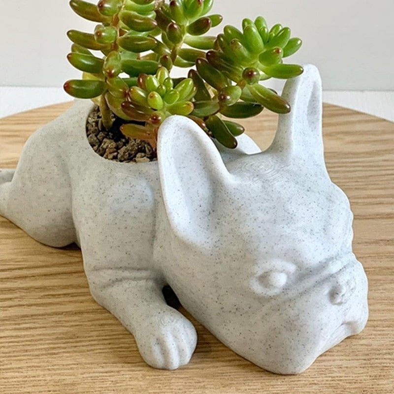 french bulldog potted plant Frenchie Statue Planter Resin Flower Pot