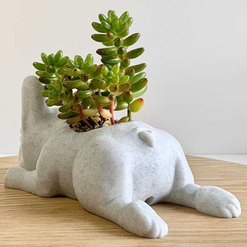 french bulldog succulent planter Frenchie Statue Planter Resin Flower Pot