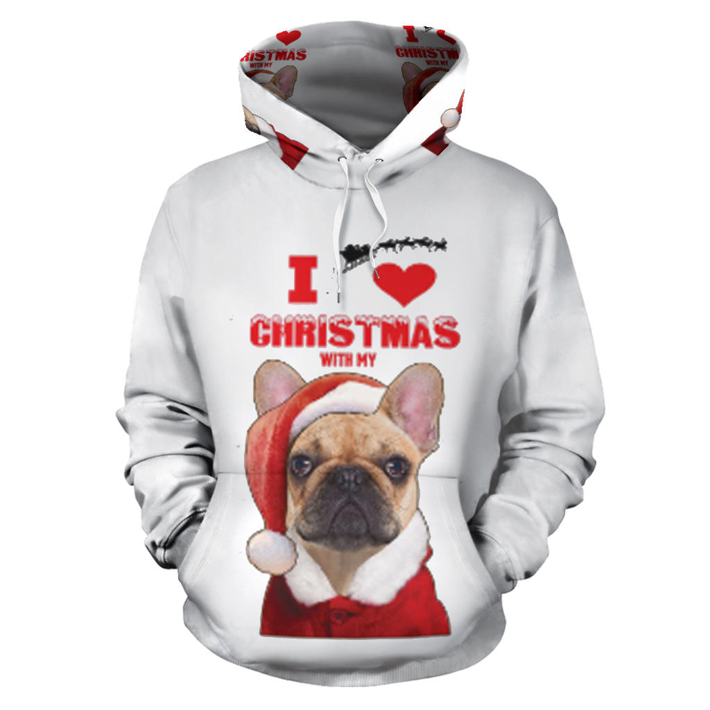 Love Christmas Frenchie - French Bulldog Hoodie - Frenchie Bulldog Shop