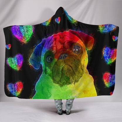 Love Pug Hooded Blanket for Lovers of Pugs and Dogs - Frenchie Bulldog Shop