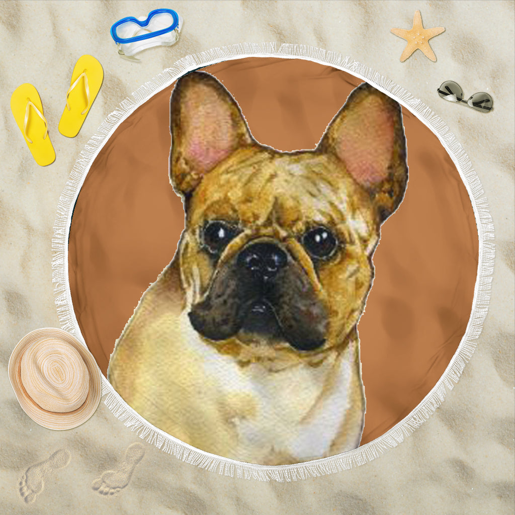 Brown Model Frenchie - French Bulldog Beach Blanket - Frenchie Bulldog Shop