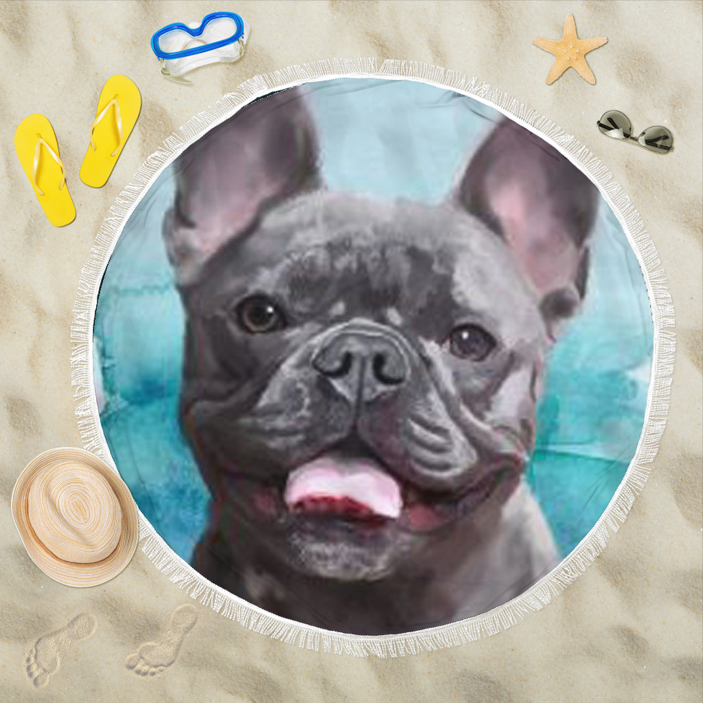 Painting Frenchie Black - French Bulldog Beach Blanket - Frenchie Bulldog Shop