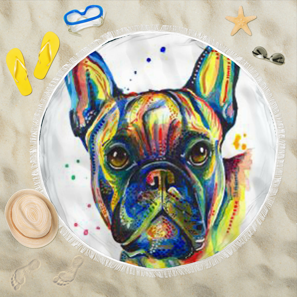 Abstract Frenchie - French Bulldog Beach Blanket - Frenchie Bulldog Shop