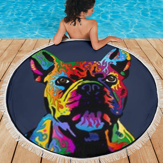 Painting Frenchie - French Bulldog Beach Blanket - Frenchie Bulldog Shop