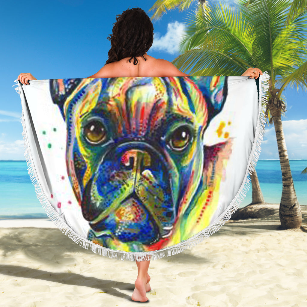 Abstract Frenchie - French Bulldog Beach Blanket - Frenchie Bulldog Shop
