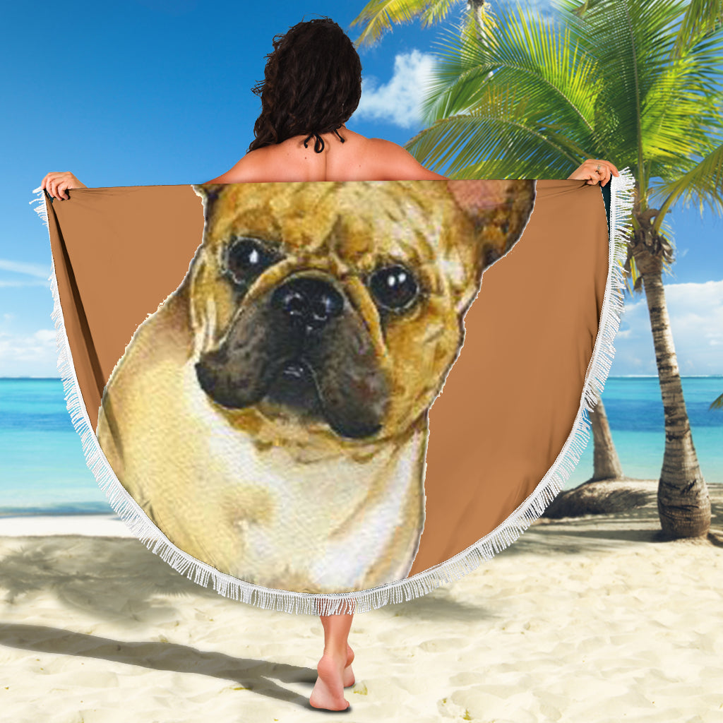 Brown Model Frenchie - French Bulldog Beach Blanket - Frenchie Bulldog Shop