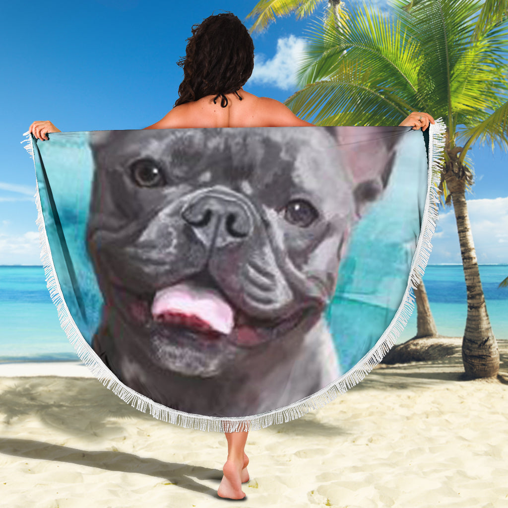 Painting Frenchie Black - French Bulldog Beach Blanket - Frenchie Bulldog Shop