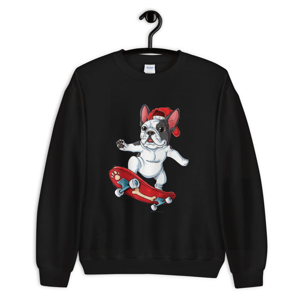 Frenchie with skiboard - Unisex Sweatshirt - Frenchie Bulldog Shop