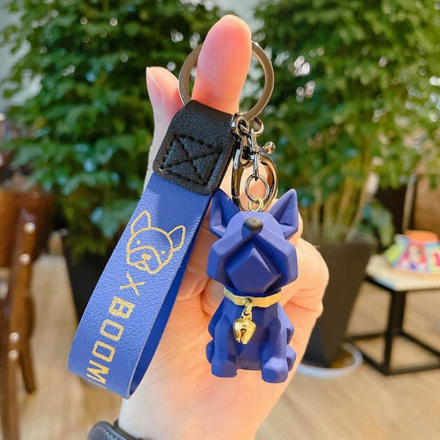 Wholesale French Bulldog Keychain Pu Leather Dog Keychains For