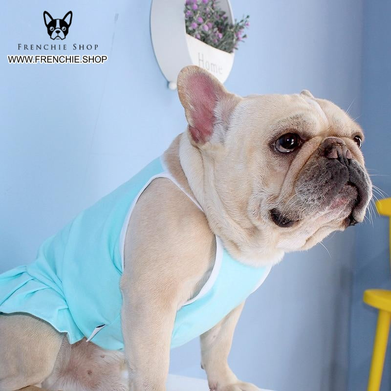 Blue Skirt Outfit Frenchie Summer Dress (W307) - Frenchie Bulldog Shop